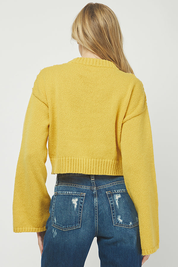 Golden Glow Cochet Bell Sleeve Sweater - YW6041AJ