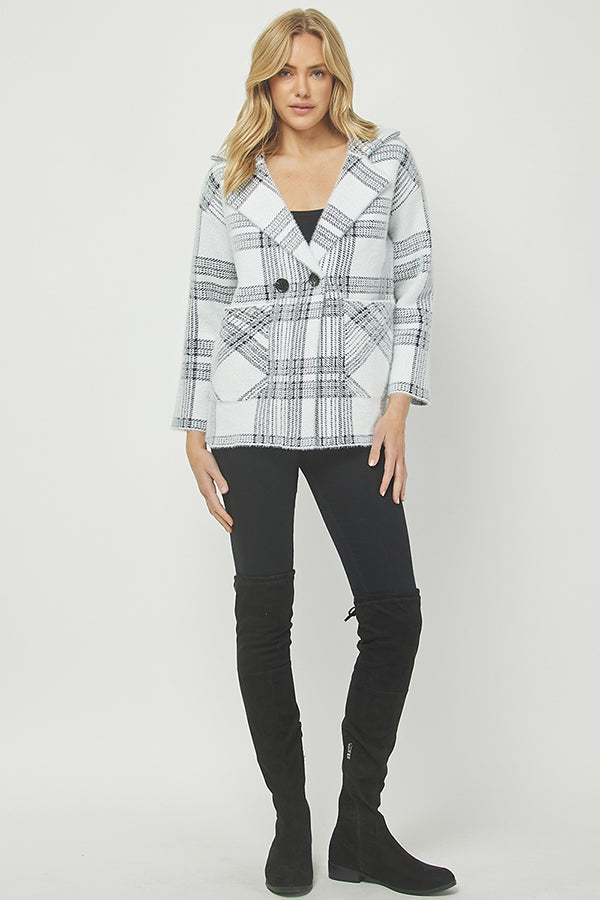 Plaid Double-Breasted Wool Blend Coat - YW6063KJ