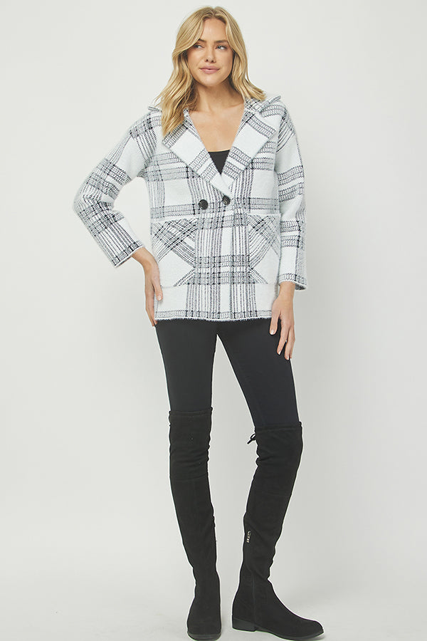 Plaid Double-Breasted Wool Blend Coat - YW6063KJ