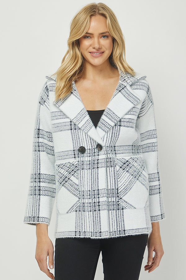 Plaid Double-Breasted Wool Blend Coat - YW6063KJ