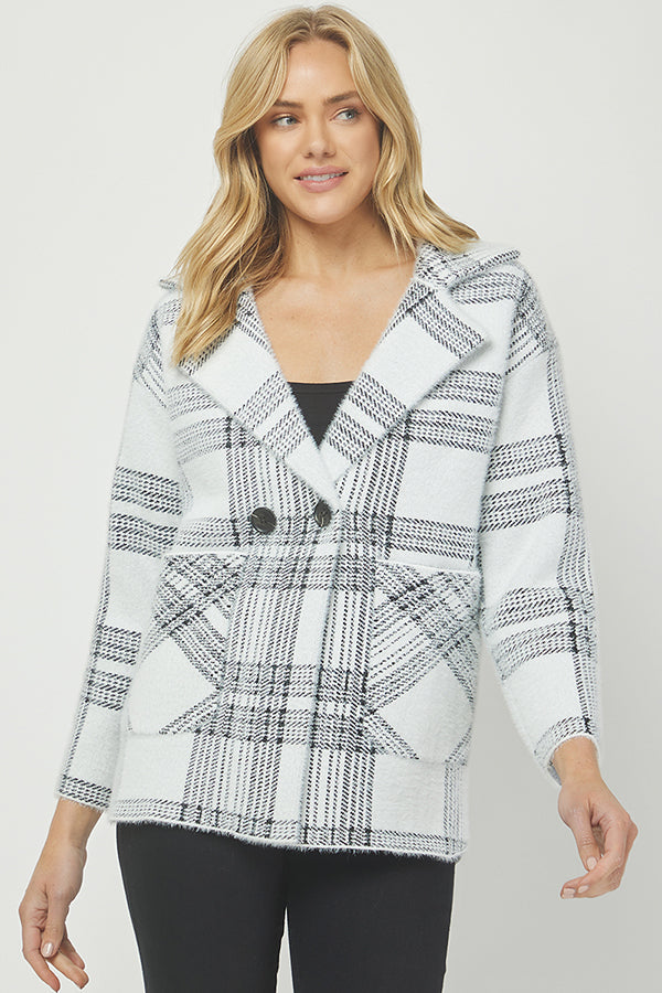 Plaid Double-Breasted Wool Blend Coat - YW6063KJ