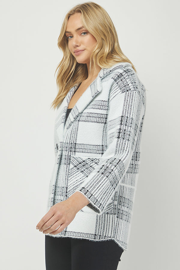 Plaid Double-Breasted Wool Blend Coat - YW6063KJ