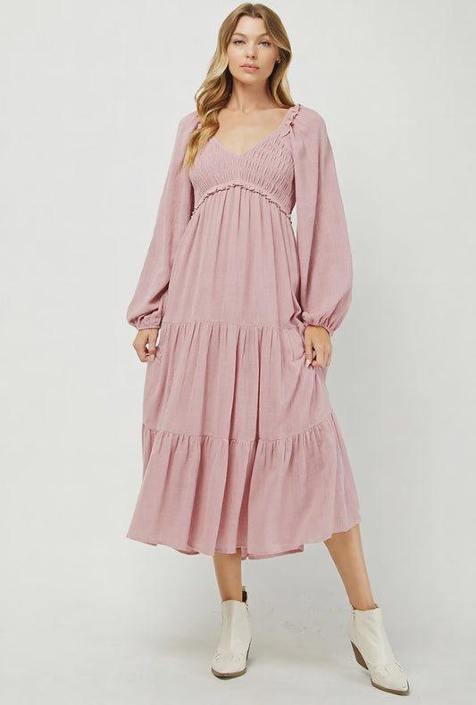 Elegant Tiered Smocked Midi Dress - YD1478KJ