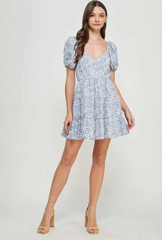 Bluebell Blooms Puff Sleeve Dress - YD1151BJ03
