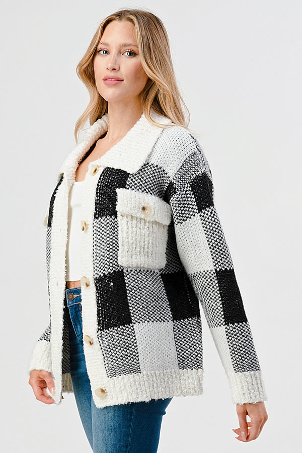 YURA BUTTON DOWN SWEATER CARDIGAN WITH COLLAR