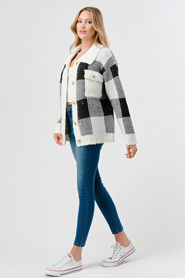 YURA BUTTON DOWN SWEATER CARDIGAN WITH COLLAR