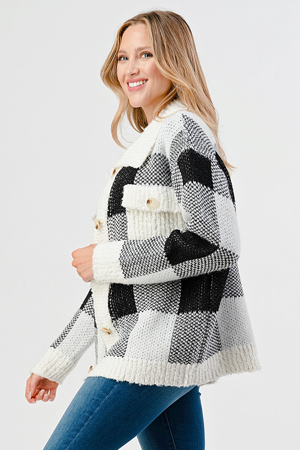 YURA BUTTON DOWN SWEATER CARDIGAN WITH COLLAR