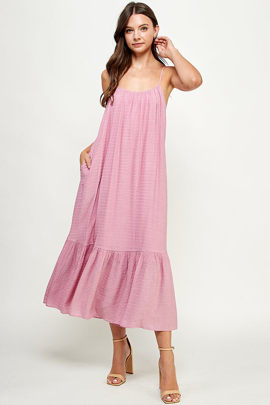 Effortless Midi Dress in Solid Pink