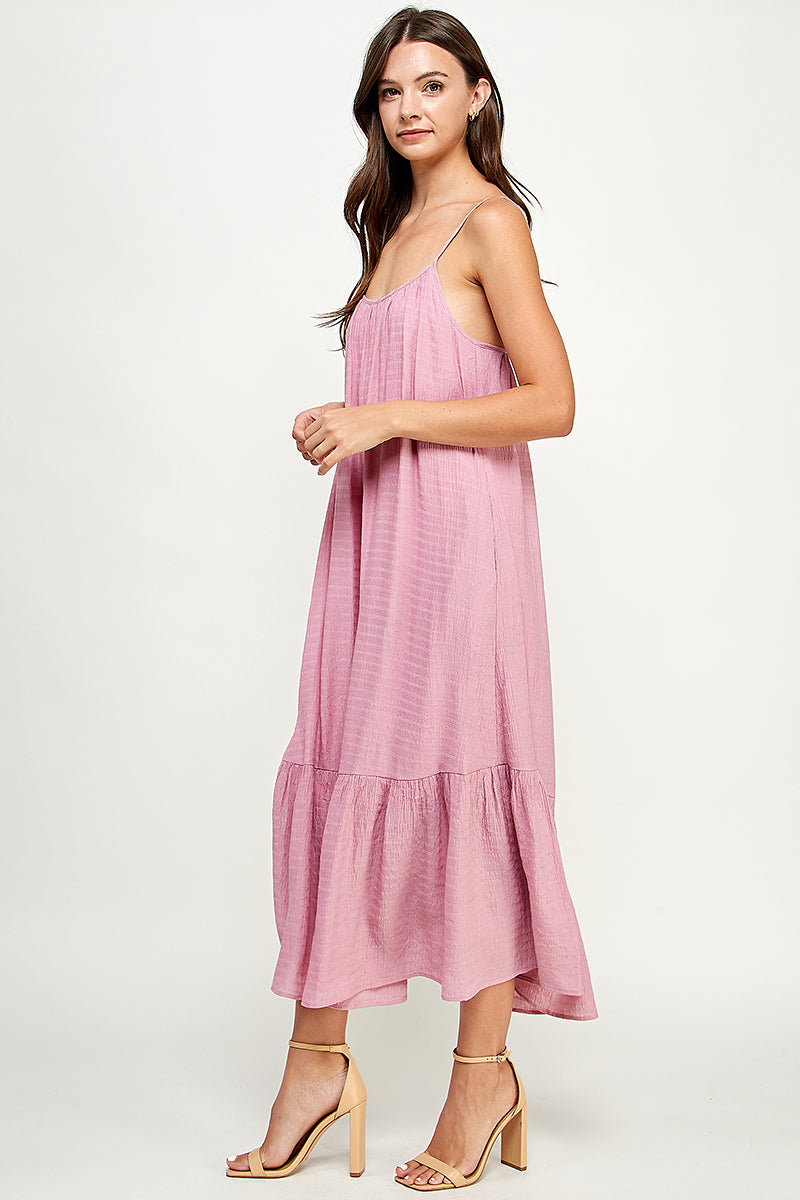 Effortless Midi Dress in Solid Pink