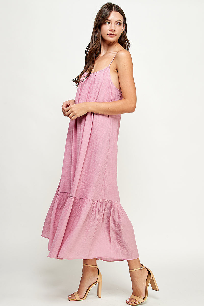 Effortless Midi Dress in Solid Pink