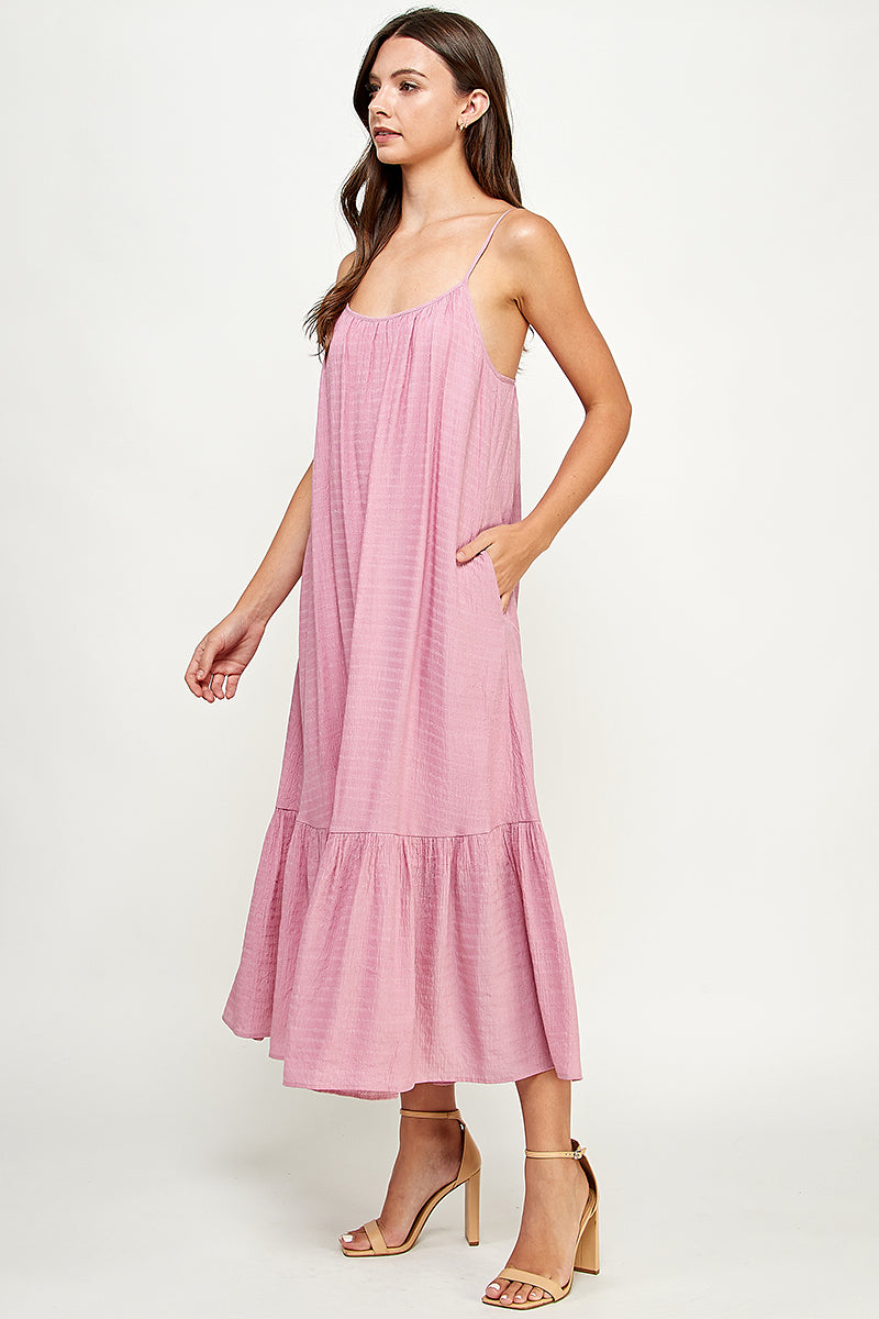 Effortless Midi Dress in Solid Pink