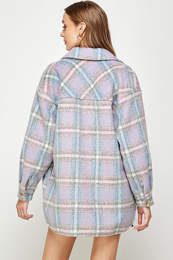 YURA WOOL BLENDED OVERSIZED PLAID COAT